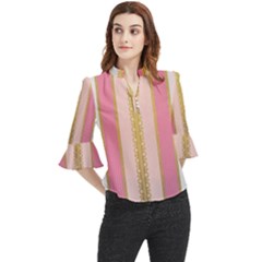 Lace Gold Euclidean Loose Horn Sleeve Chiffon Blouse