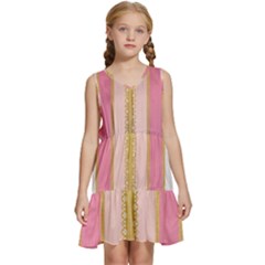 Lace Gold Euclidean Kids  Sleeveless Tiered Mini Dress by artworkshop
