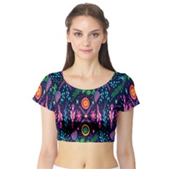 Pattern Nature Design Short Sleeve Crop Top