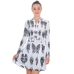 Tattoo Pattern Coin Purse Long Sleeve Panel Dress by artworkshop