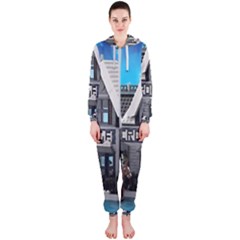 Winter Village Snow Brick Buildings Hooded Jumpsuit (ladies)