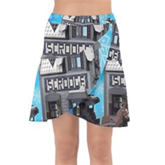 Winter Village Snow Brick Buildings Wrap Front Skirt