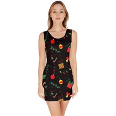 Christmas Pattern Texture Colorful Wallpaper Bodycon Dress