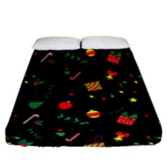 Christmas Pattern Texture Colorful Wallpaper Fitted Sheet (queen Size)