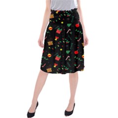 Christmas Pattern Texture Colorful Wallpaper Midi Beach Skirt