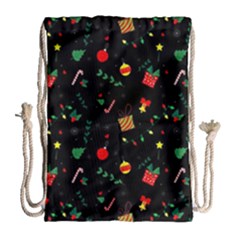 Christmas Pattern Texture Colorful Wallpaper Drawstring Bag (large)