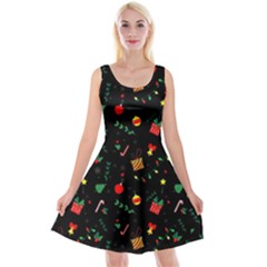 Christmas Pattern Texture Colorful Wallpaper Reversible Velvet Sleeveless Dress by Ravend