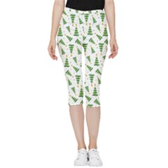 Christmas Tree Pattern Christmas Trees Inside Out Lightweight Velour Capri Leggings 