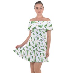 Christmas Tree Pattern Christmas Trees Off Shoulder Velour Dress