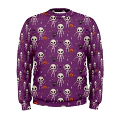 Background Halloween Pattern Pumpkin Skeleton Bat Men s Sweatshirt