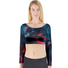 Art Polygon Geometric Design Pattern Colorful Long Sleeve Crop Top by Ravend