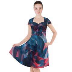 Art Polygon Geometric Design Pattern Colorful Cap Sleeve Midi Dress