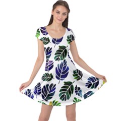 Leaves Watercolor Ornamental Decorative Design Cap Sleeve Dress