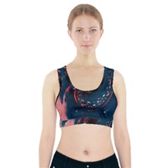 Fluid Swirl Spiral Twist Liquid Abstract Pattern Sports Bra With Pocket by Ravend