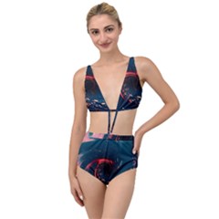 Fluid Swirl Spiral Twist Liquid Abstract Pattern Tied Up Two Piece Swimsuit by Ravend