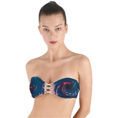 Fluid Swirl Spiral Twist Liquid Abstract Pattern Twist Bandeau Bikini Top by Ravend