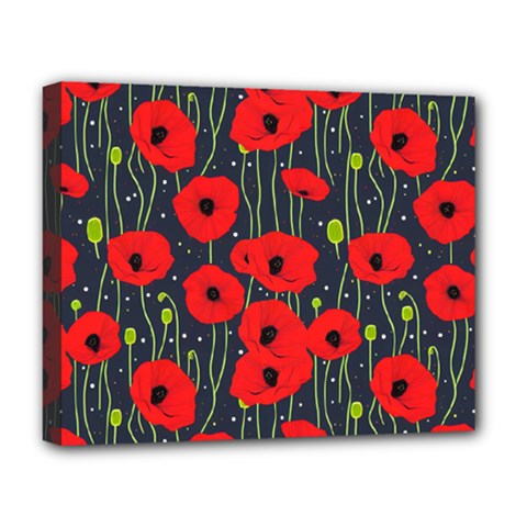 Background Poppies Flowers Seamless Ornamental Deluxe Canvas 20  X 16  (stretched)