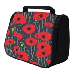 Background Poppies Flowers Seamless Ornamental Full Print Travel Pouch (small)
