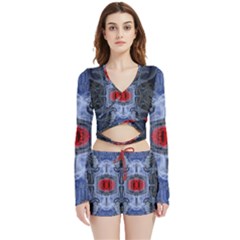 Art Robot Artificial Intelligence Technology Velvet Wrap Crop Top And Shorts Set