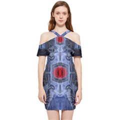 Art Robot Artificial Intelligence Technology Shoulder Frill Bodycon Summer Dress