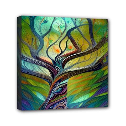 Tree Magical Colorful Abstract Metaphysical Mini Canvas 6  X 6  (stretched)