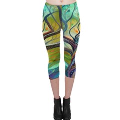 Tree Magical Colorful Abstract Metaphysical Capri Leggings  by Ravend