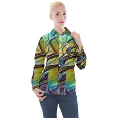 Tree Magical Colorful Abstract Metaphysical Women s Long Sleeve Pocket Shirt