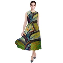 Tree Magical Colorful Abstract Metaphysical Round Neck Boho Dress by Ravend