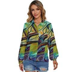 Tree Magical Colorful Abstract Metaphysical Women s Long Sleeve Button Down Shirt