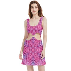 Art Rosette Pattern Background Floral Pattern Velour Cutout Dress