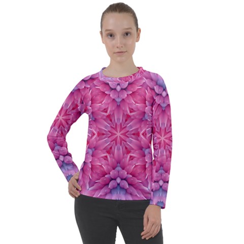 Art Rosette Pattern Background Floral Pattern Women s Long Sleeve Raglan Tee by Ravend