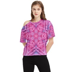 Art Rosette Pattern Background Floral Pattern One Shoulder Cut Out Tee