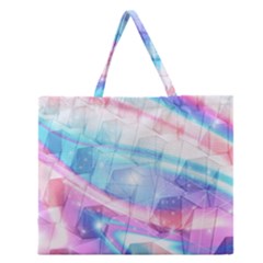 Polygons Bokeh Geometric Art Geometric Background Zipper Large Tote Bag