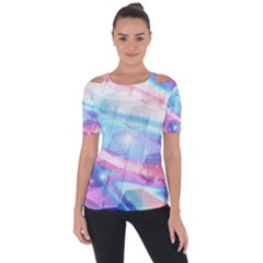 Polygons Bokeh Geometric Art Geometric Background Shoulder Cut Out Short Sleeve Top