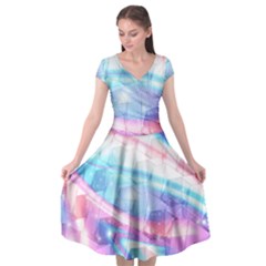 Polygons Bokeh Geometric Art Geometric Background Cap Sleeve Wrap Front Dress