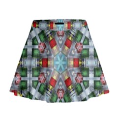 Geometric Symmetrical Symmetry Data Futuristic Mini Flare Skirt by Ravend