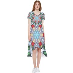 Geometric Symmetrical Symmetry Data Futuristic High Low Boho Dress