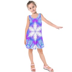 Snowflake Kaleidoscope Template Background Kids  Sleeveless Dress by Ravend