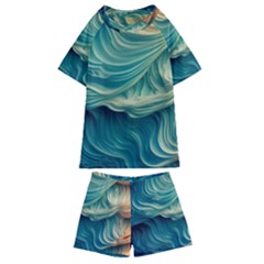 Art Pattern Artis Hands Illustration Kids  Swim Tee And Shorts Set