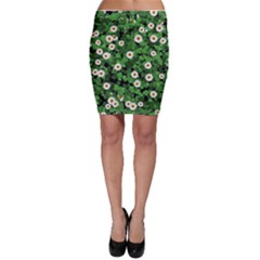 Daisies Clovers Lawn Digital Drawing Background Bodycon Skirt