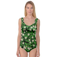 Daisies Clovers Lawn Digital Drawing Background Princess Tank Leotard 