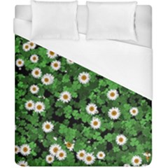 Daisies Clovers Lawn Digital Drawing Background Duvet Cover (california King Size)