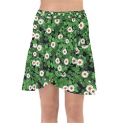 Daisies Clovers Lawn Digital Drawing Background Wrap Front Skirt