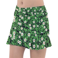 Daisies Clovers Lawn Digital Drawing Background Classic Tennis Skirt