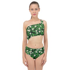 Daisies Clovers Lawn Digital Drawing Background Spliced Up Two Piece Swimsuit by Ravend