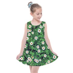 Daisies Clovers Lawn Digital Drawing Background Kids  Summer Dress