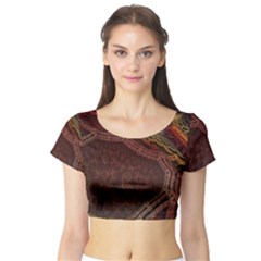 Fractal Pattern Geometric Pattern Disintegration Short Sleeve Crop Top