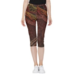 Fractal Pattern Geometric Pattern Disintegration Inside Out Lightweight Velour Capri Leggings 