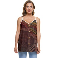 Fractal Pattern Geometric Pattern Disintegration Casual Spaghetti Strap Chiffon Top