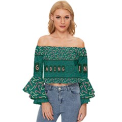 Advent Christmas Time Pre-christmas Time Off Shoulder Flutter Bell Sleeve Top